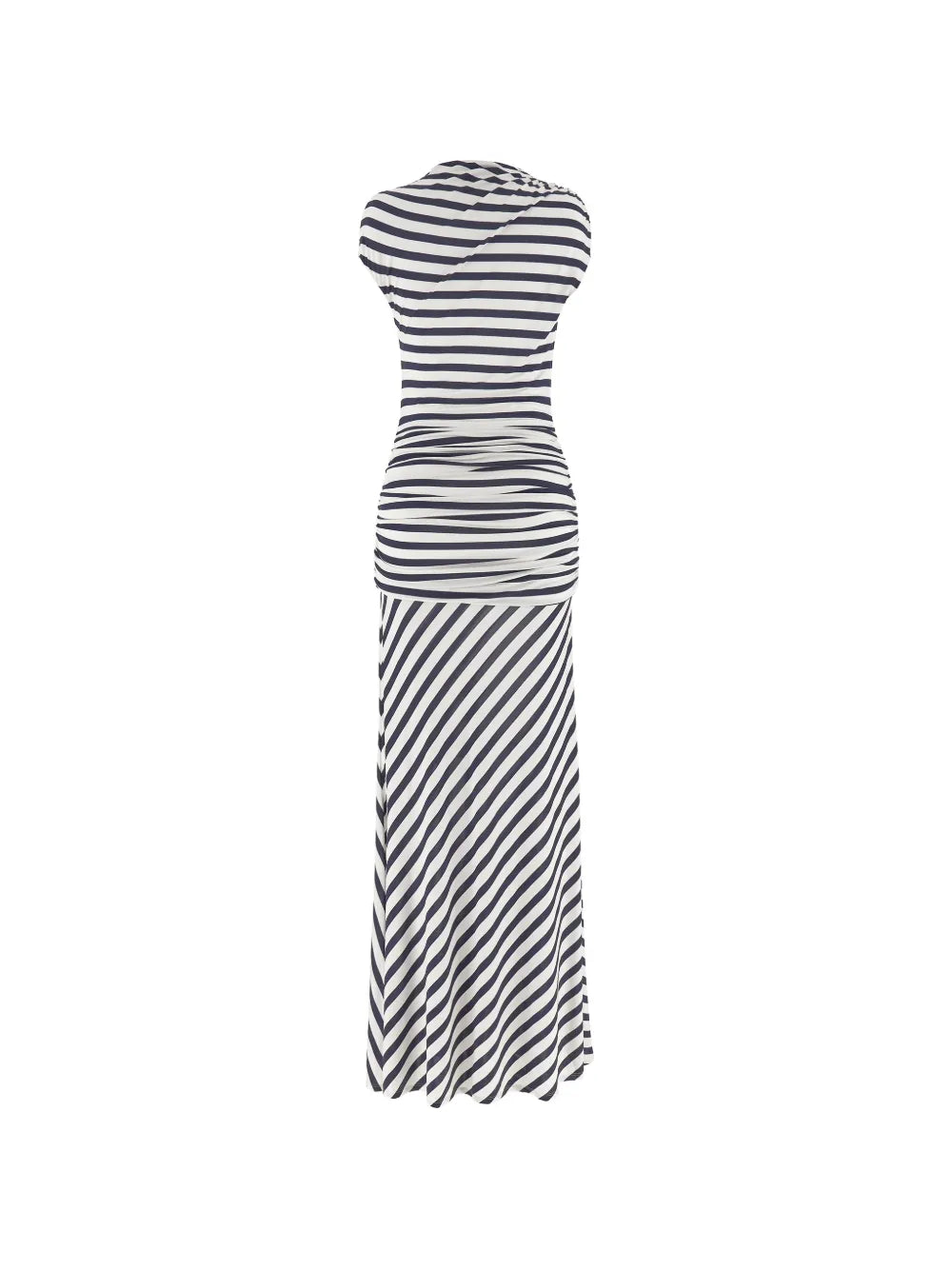 Striped maxi dress with draping