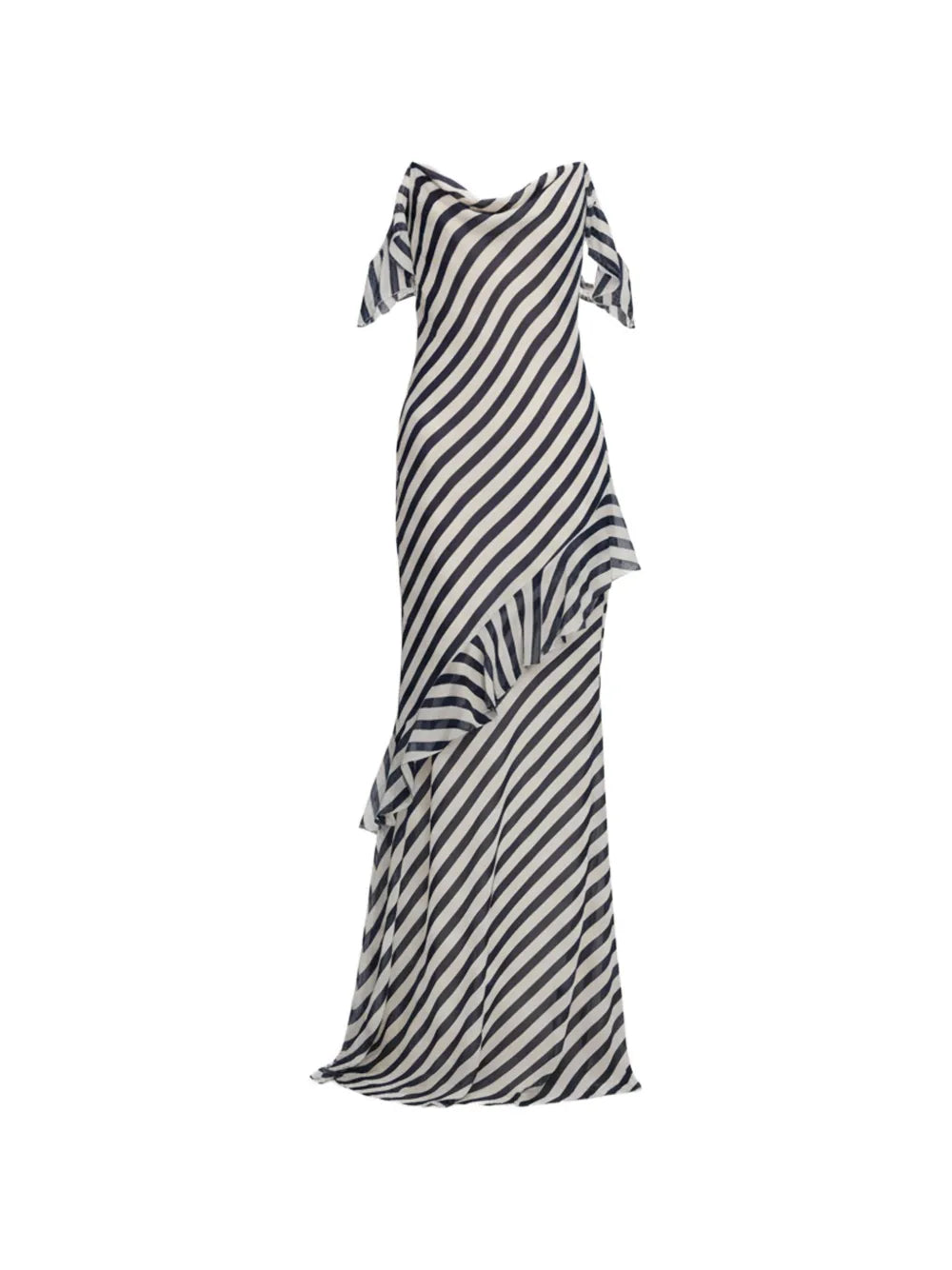 NAVY STRIPE GEORGETTE MAXI DRESS