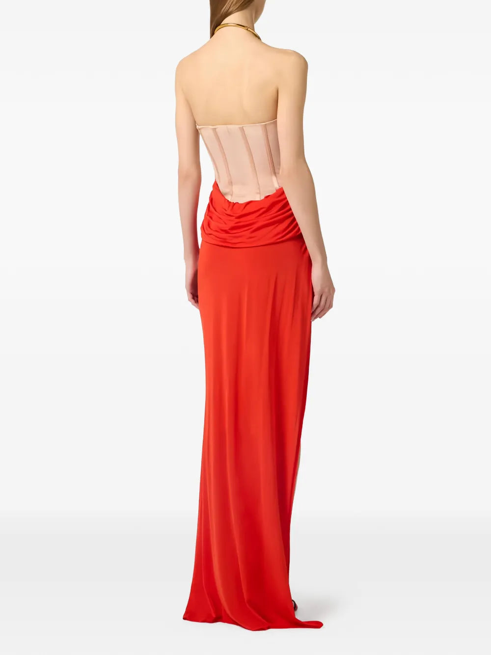 Maxikleid mit drapierten Metall-Cups