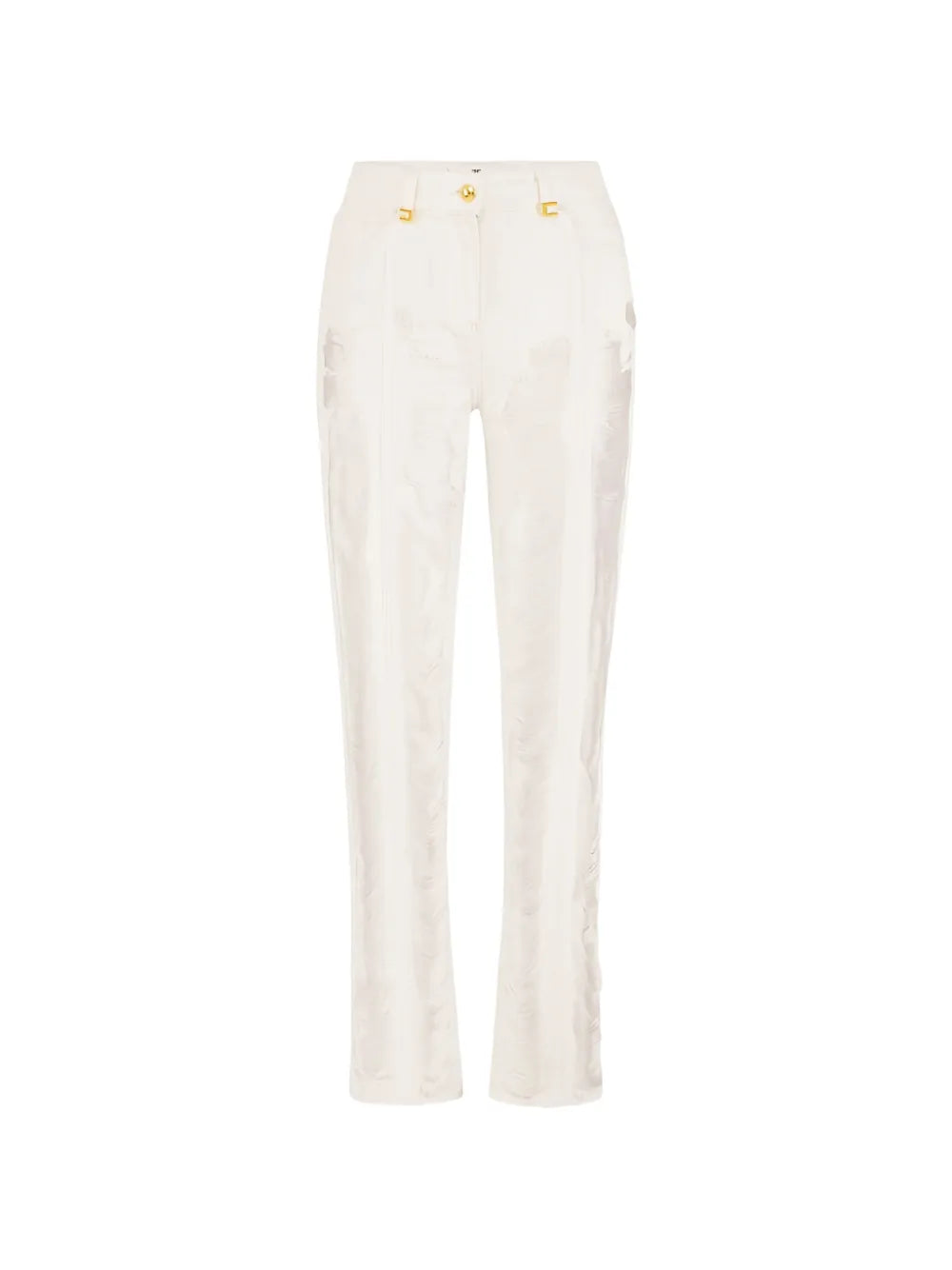 Palazzojeans im Distressed-Look mit Fransen