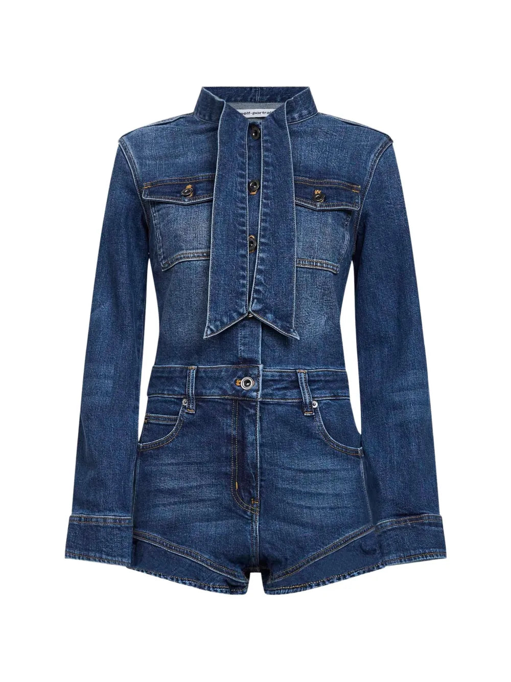 Playsuit with Bow Collar