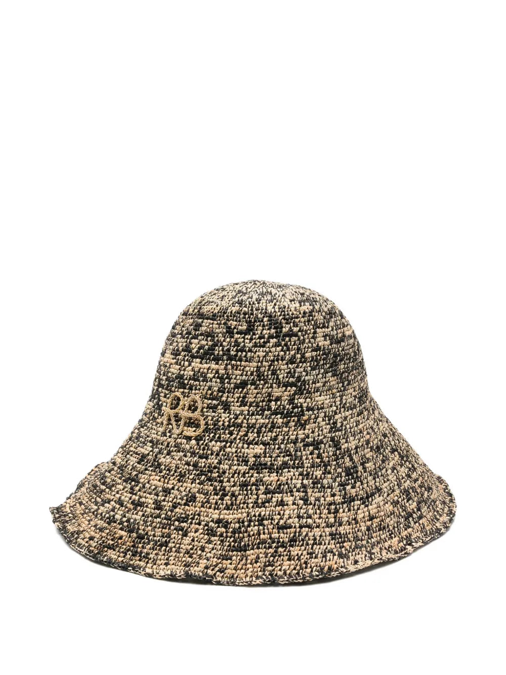 Straw hat with logo applique