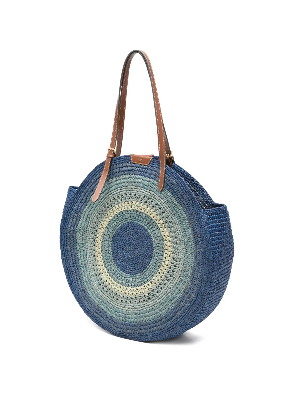 Runder Tote Bag aus Raffiabast mit Schleife