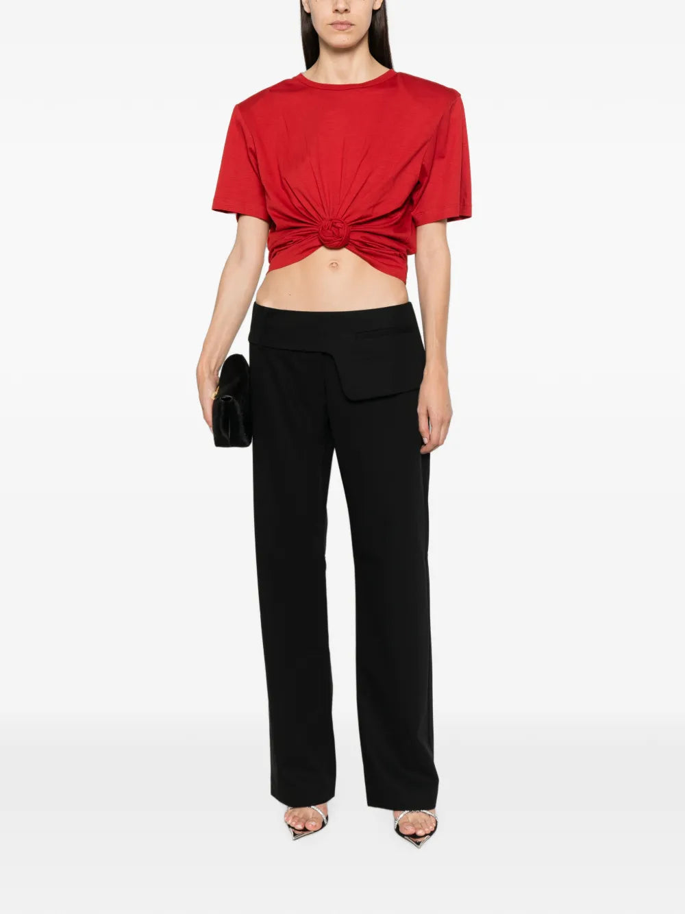 Cropped-T-Shirt mit Rosette