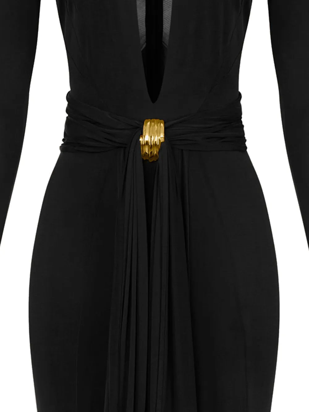 Maxi Dress with Keyhole Neckline and Draping