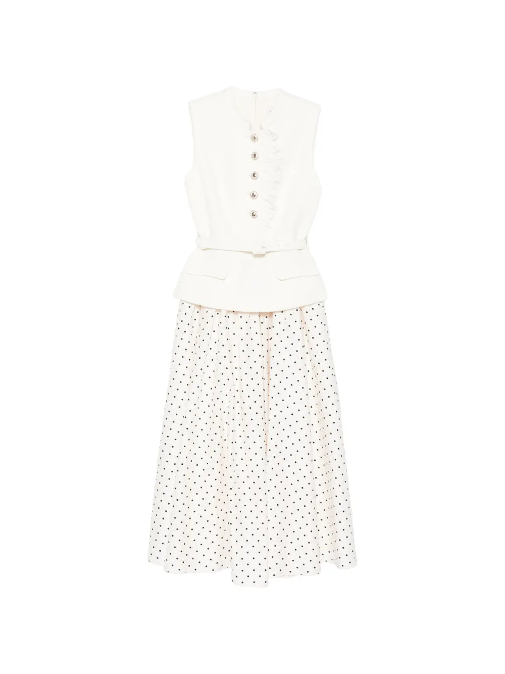 CREAM BOUCLE POLKA DOT MIDI DRESS