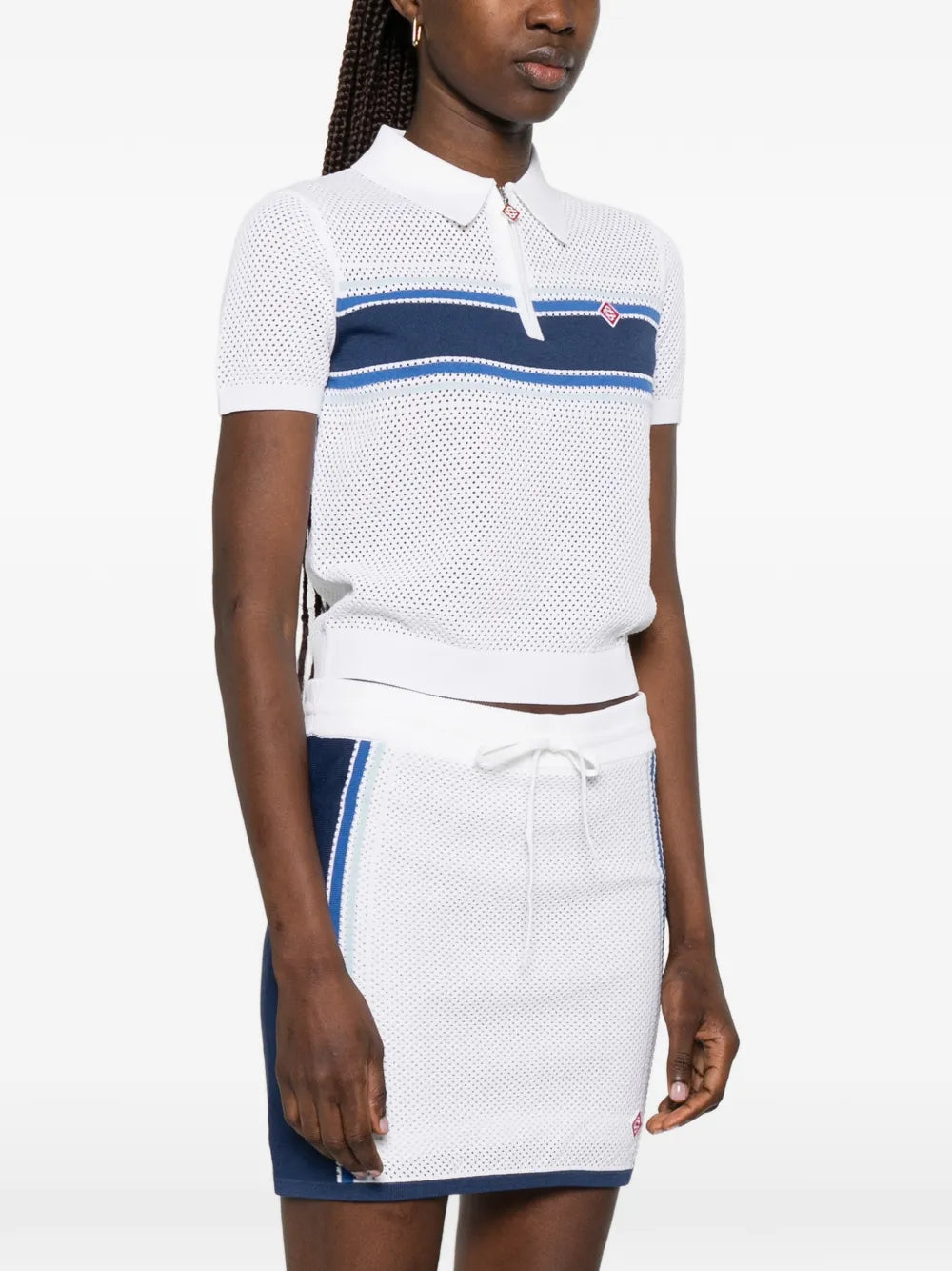 Gestreiftes Poloshirt mit Reißverschluss