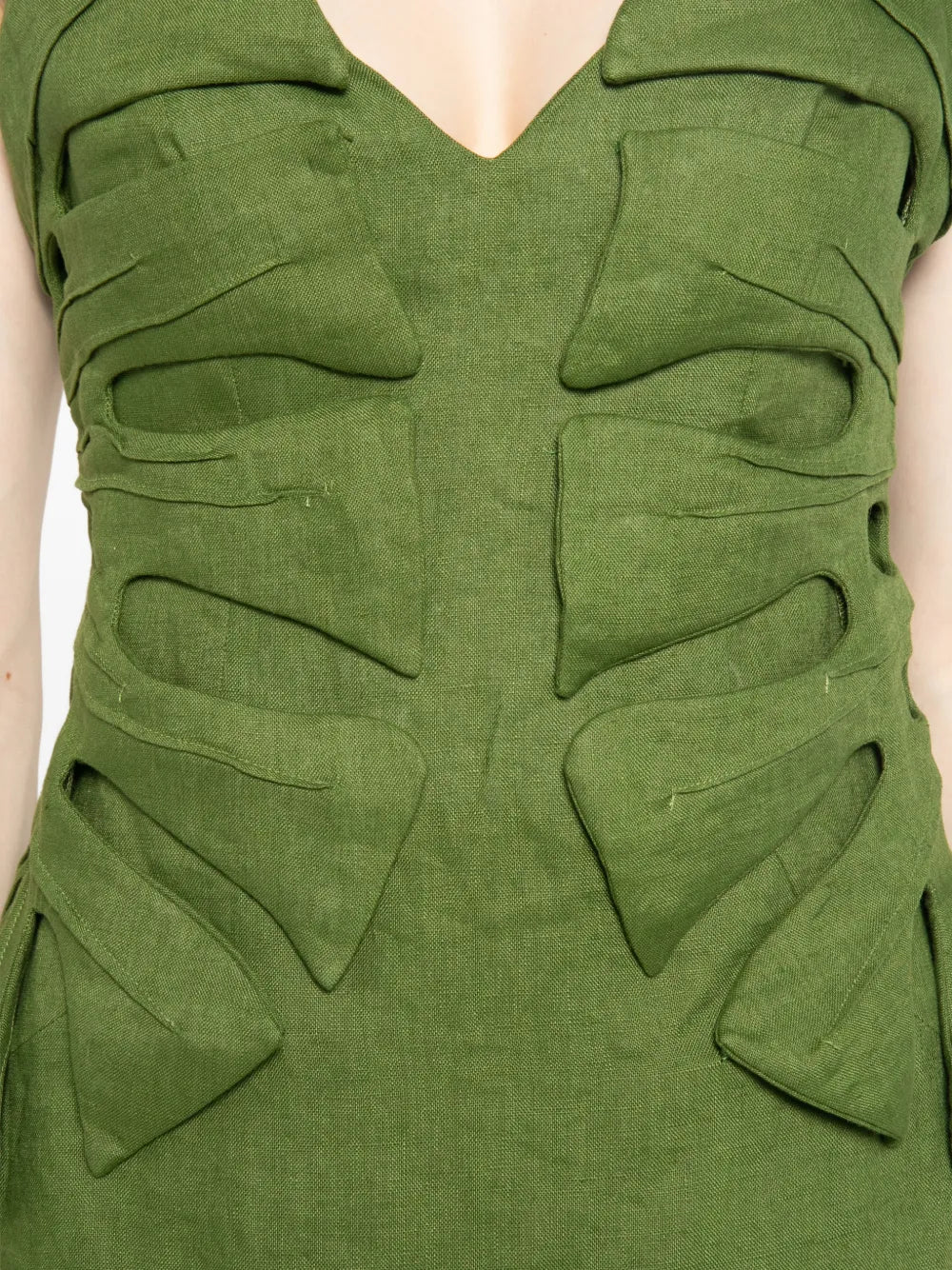 GREEN MONSTERA LEAF SLEEVELESS MAXI DRESS