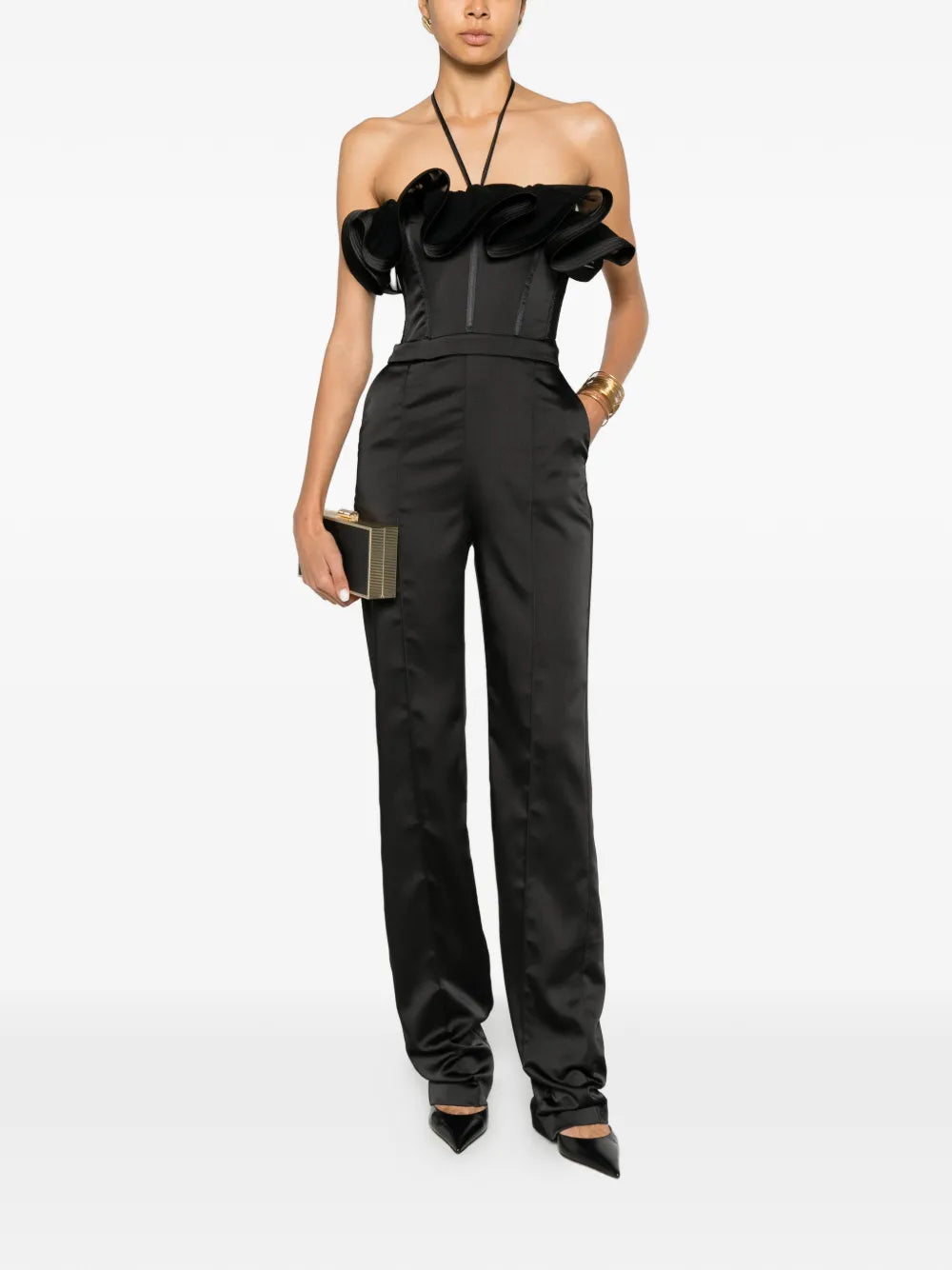 Ruched jumpsuit in corset style