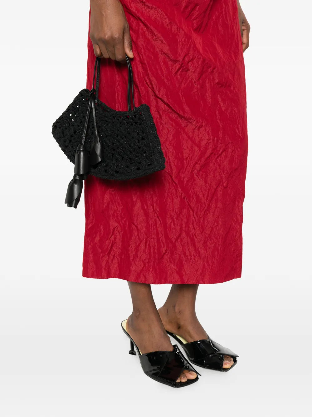 Small Maya Bag Leather Crochet Black
