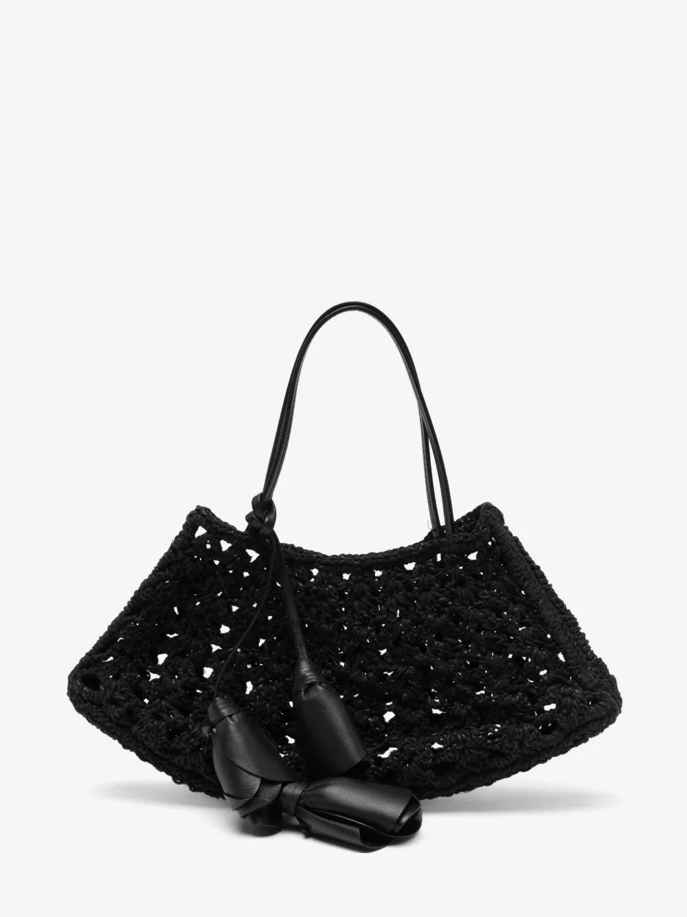 Small Maya Bag Leather Crochet Black