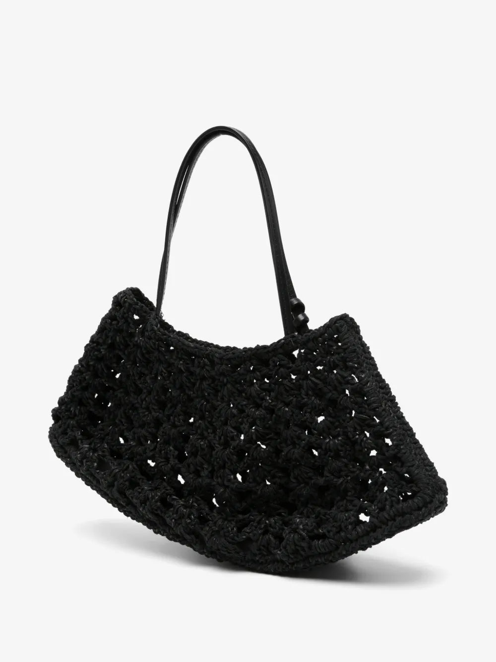 Small Maya Bag Leather Crochet Black