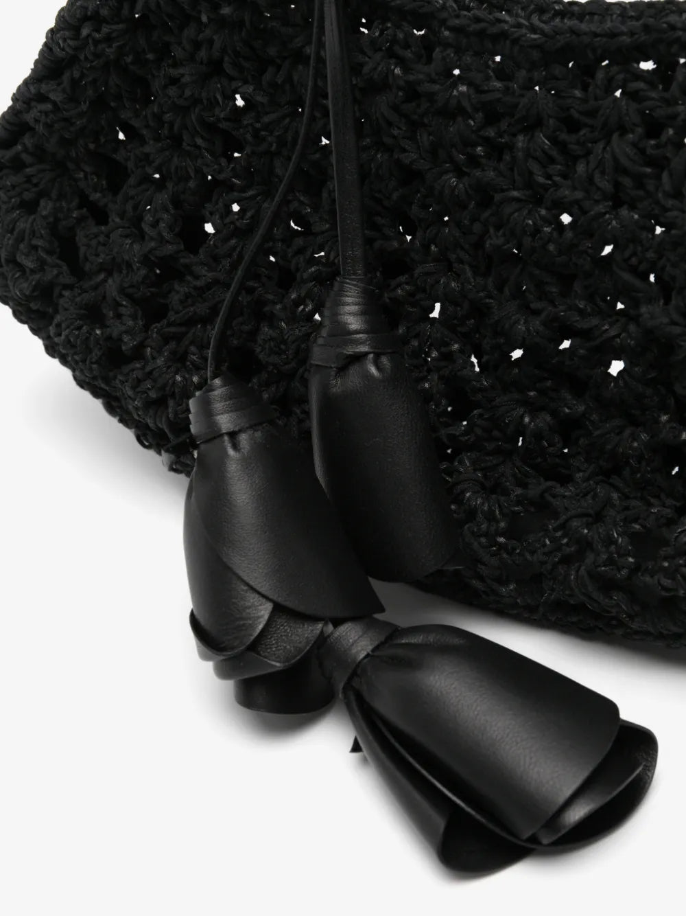 Small Maya Bag Leather Crochet Black