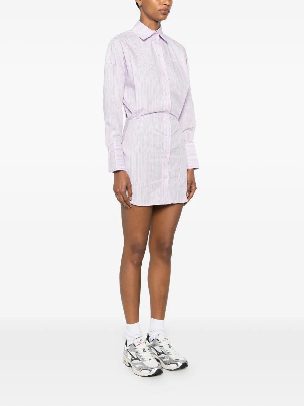 TAVINA striped mini dress with buttons