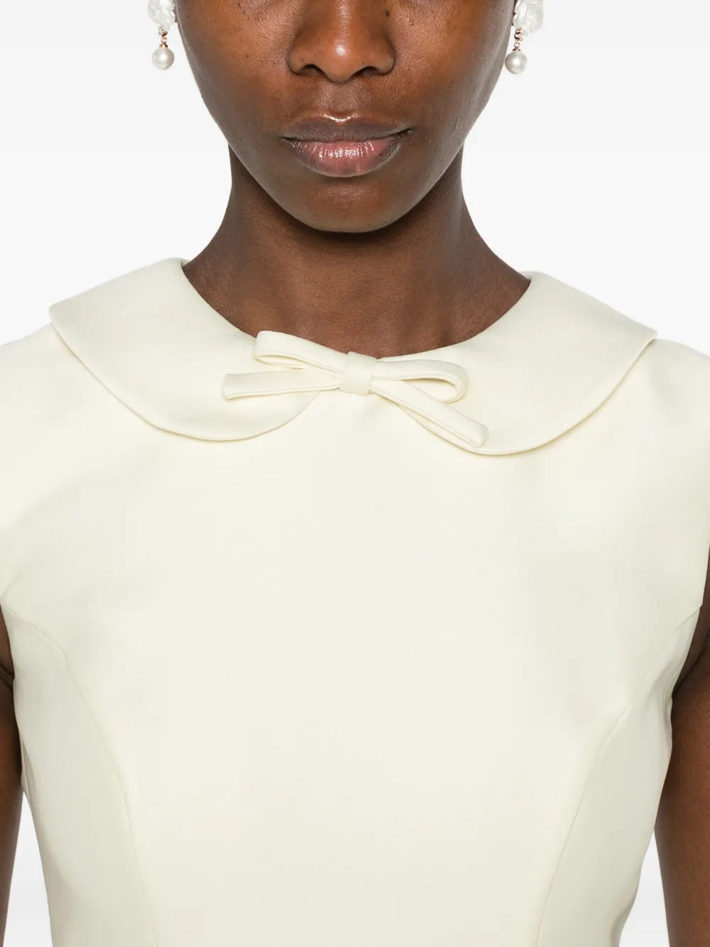 midi dress with bow and pleated details