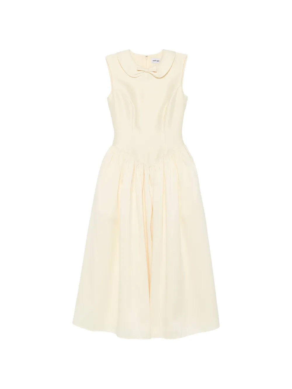midi dress with bow and pleated details