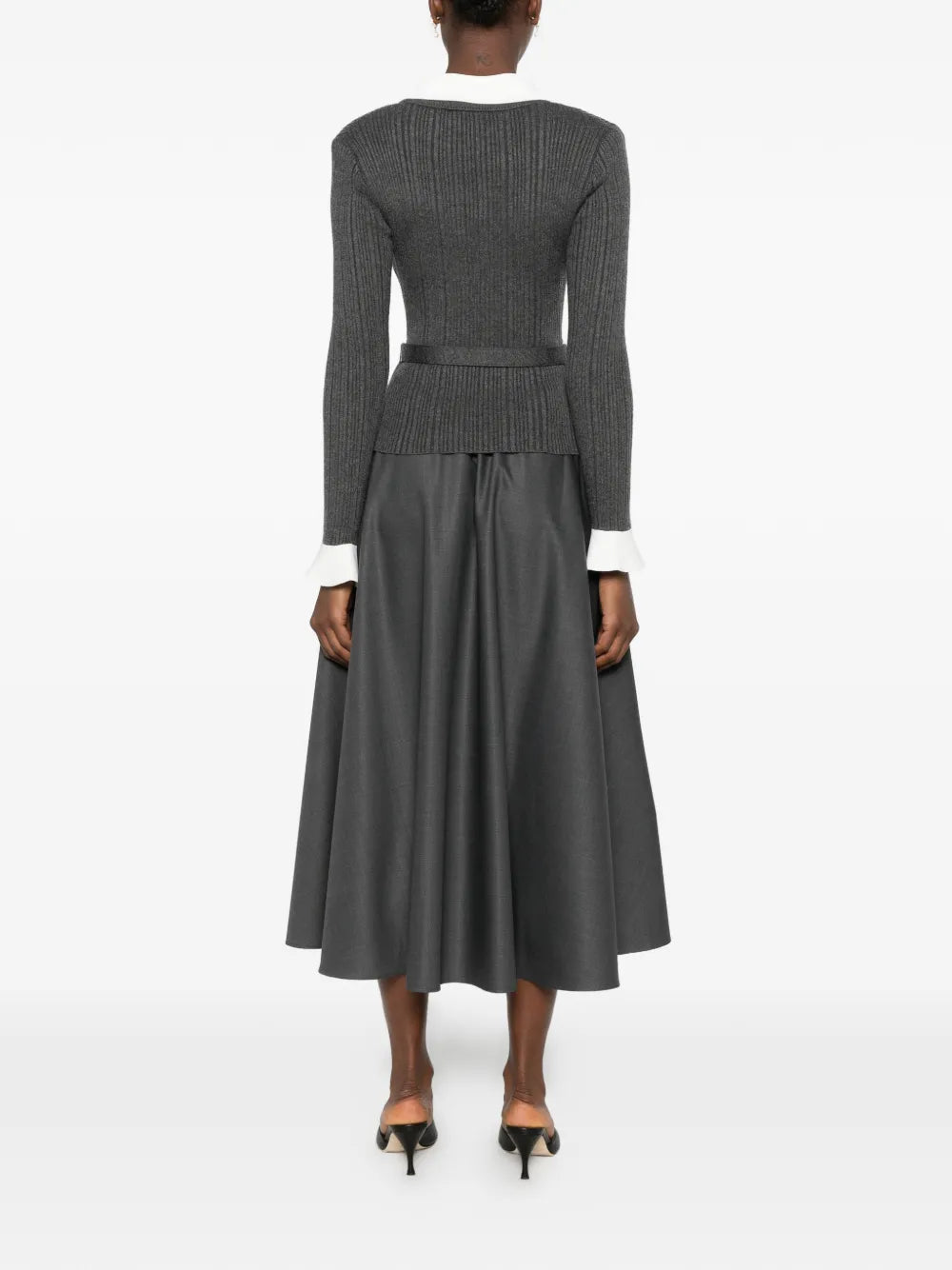 Midi dress in ribbed knit with belt