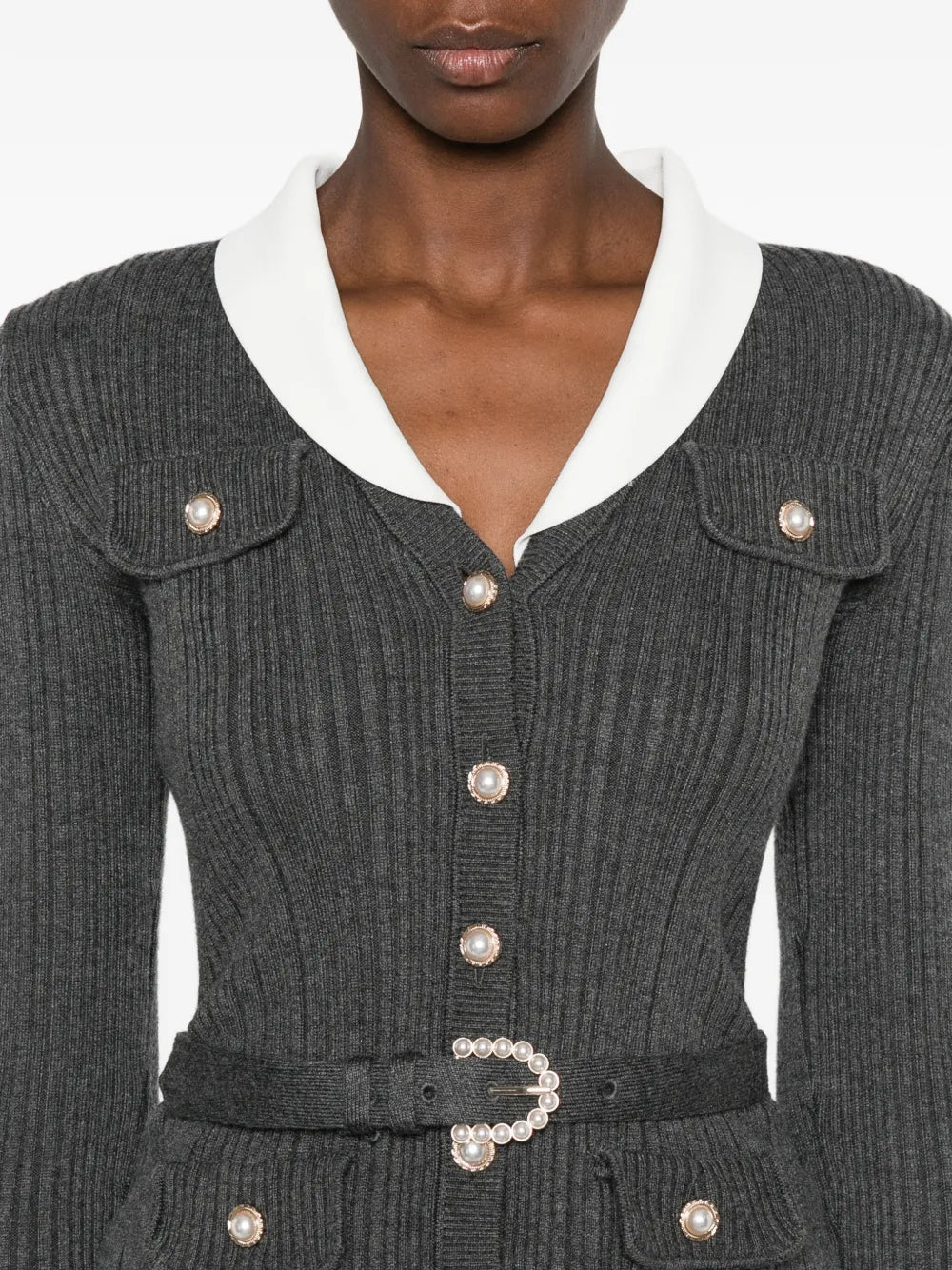 Midi dress in ribbed knit with belt