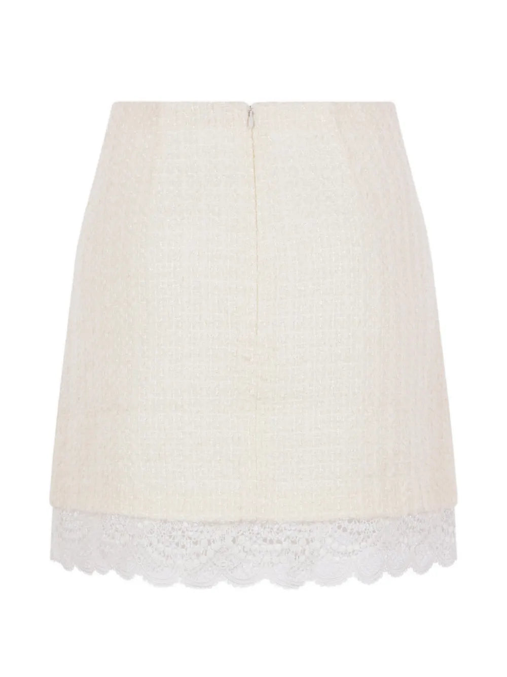 cream mini skirt with bouclé lace