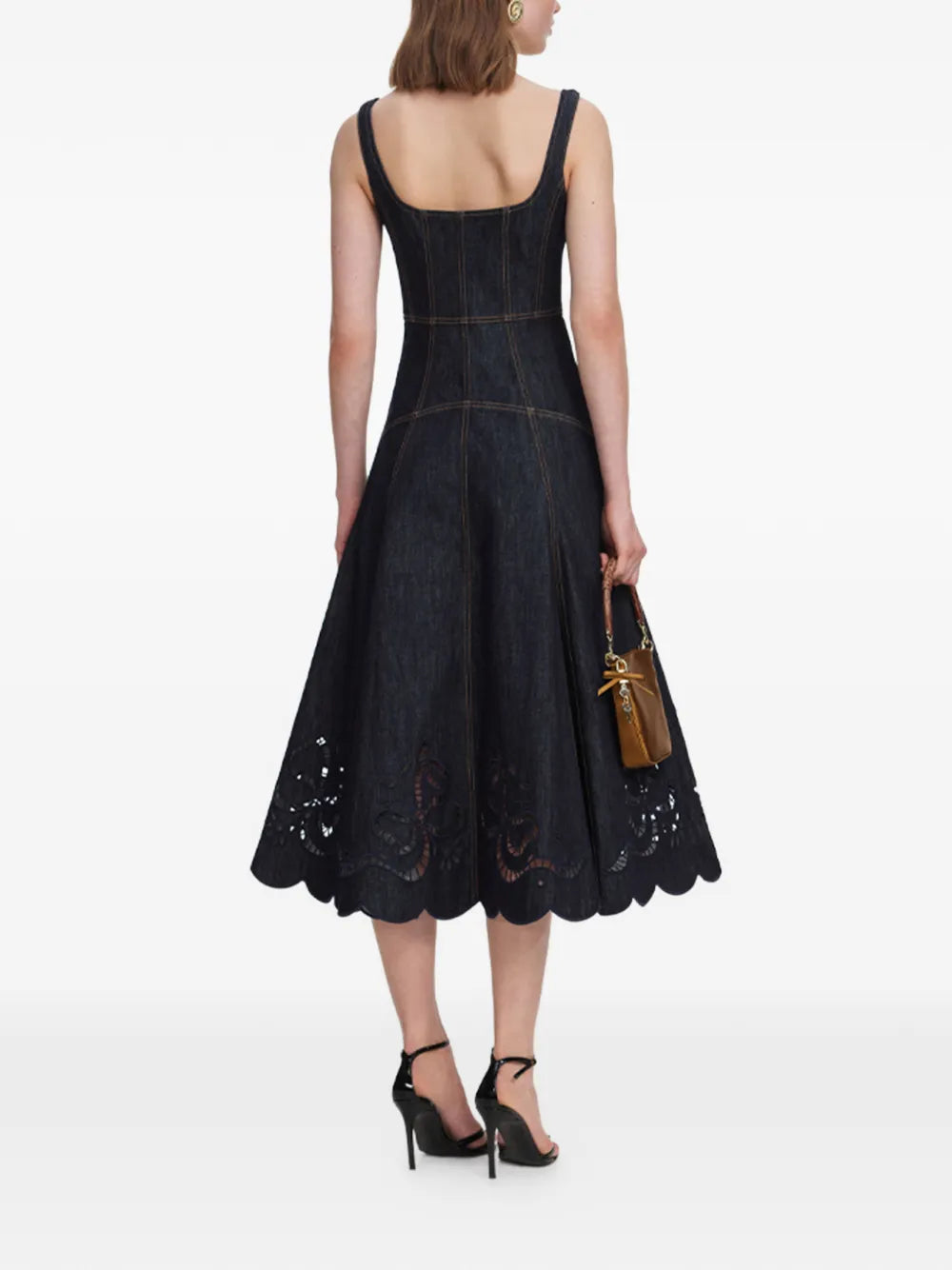 Ausgestelltes Midikleid mit Lochstickerei