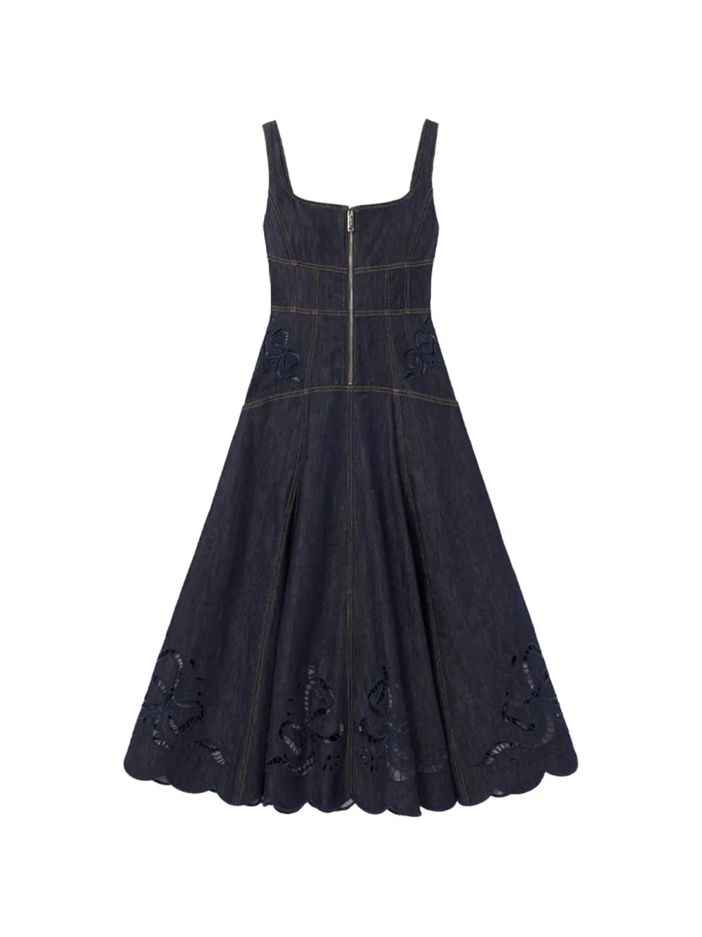 Ausgestelltes Midikleid mit Lochstickerei
