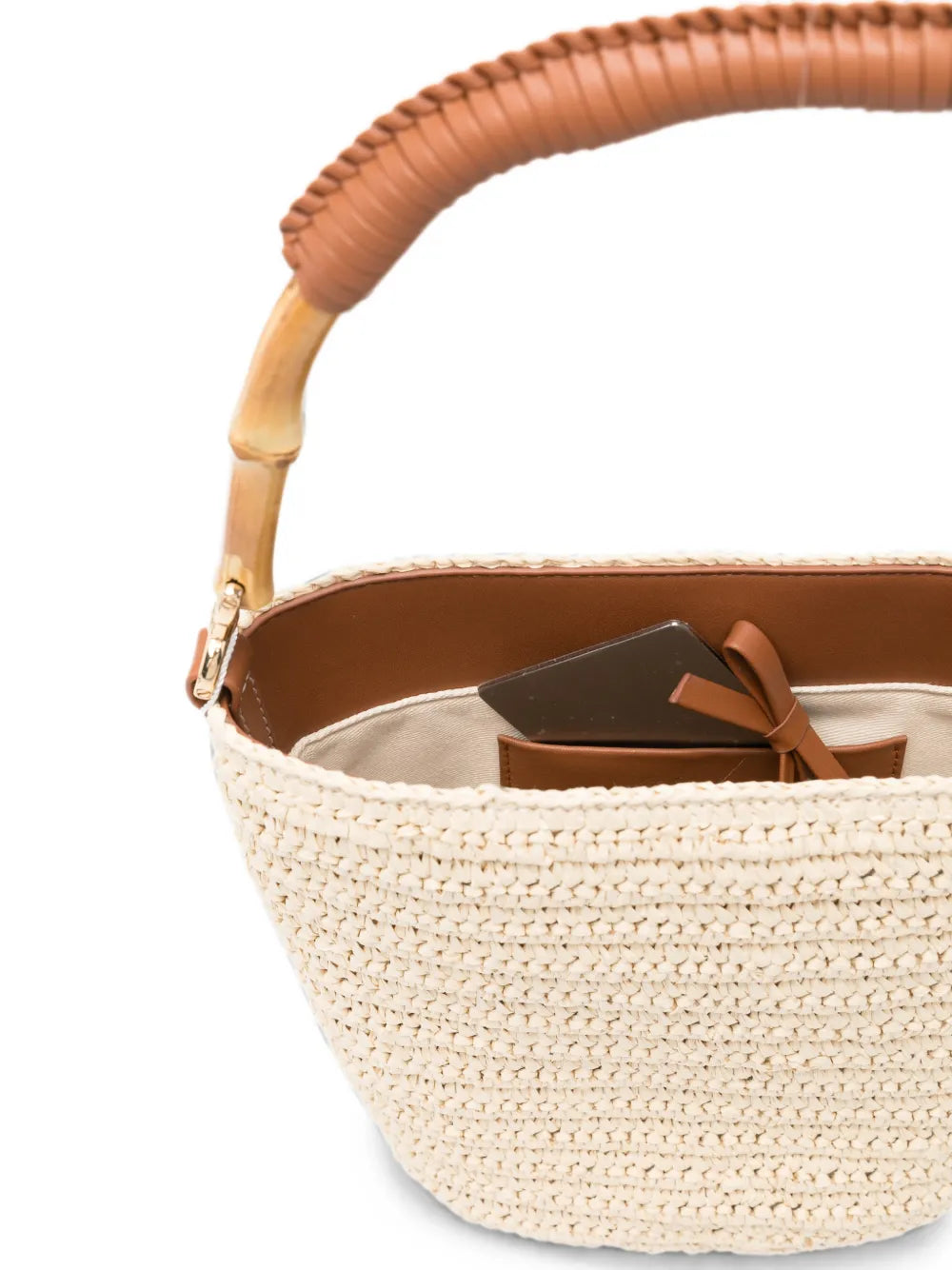 Tragetasche aus Raffia mit Bambusgriff