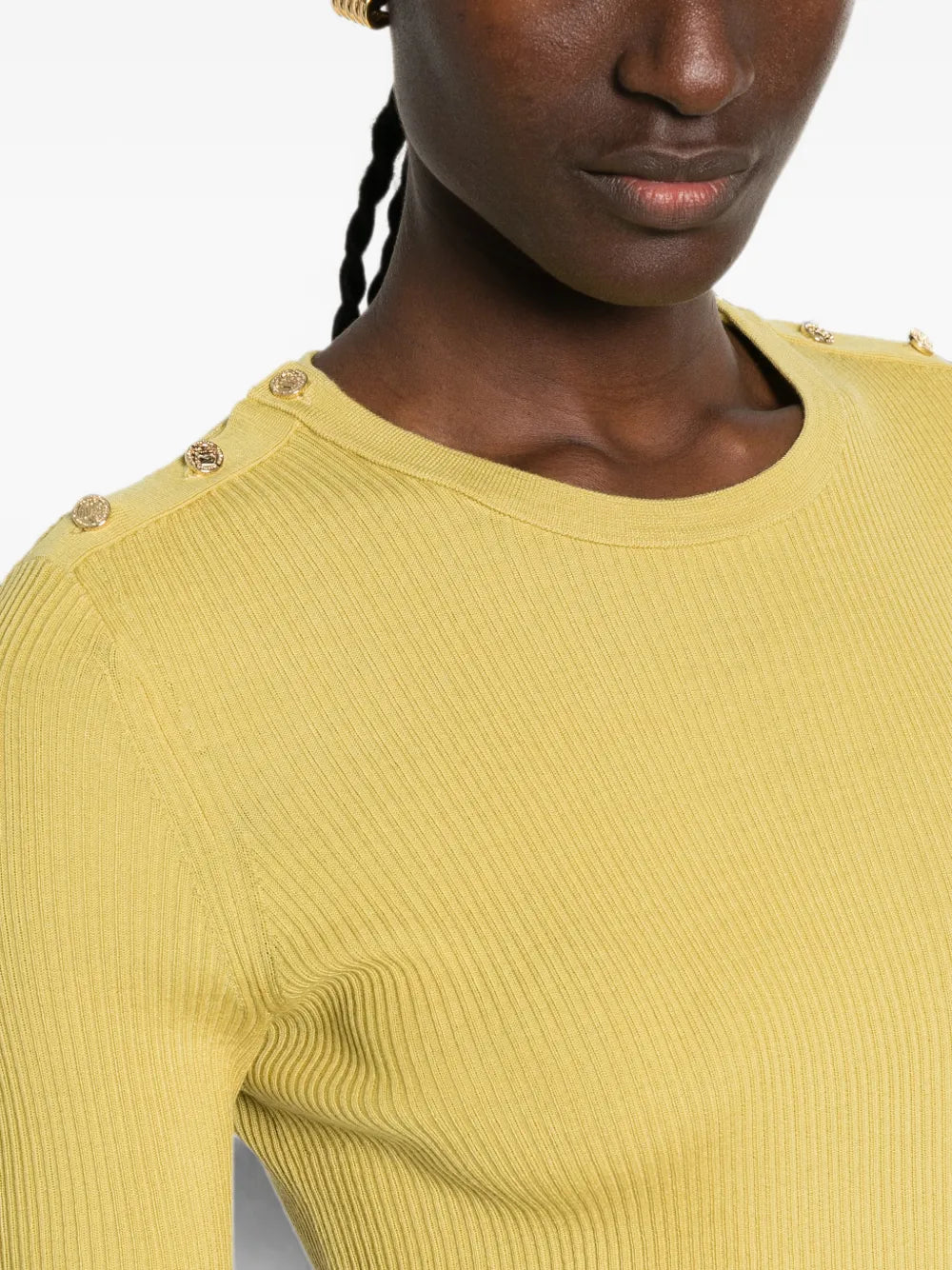 Pullover aus geripptem Strick mit Knopfleiste