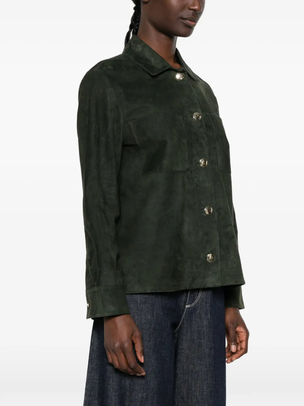 Wildlederjacke mit Knopfverschluss