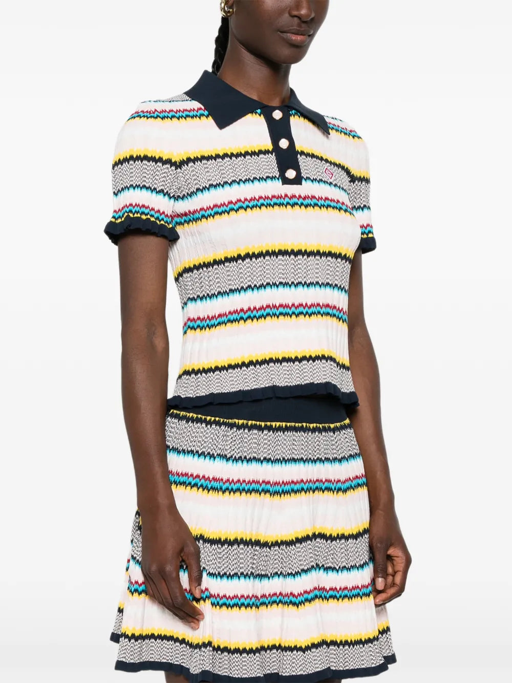 Poloshirt mit Chevron Strickmuster