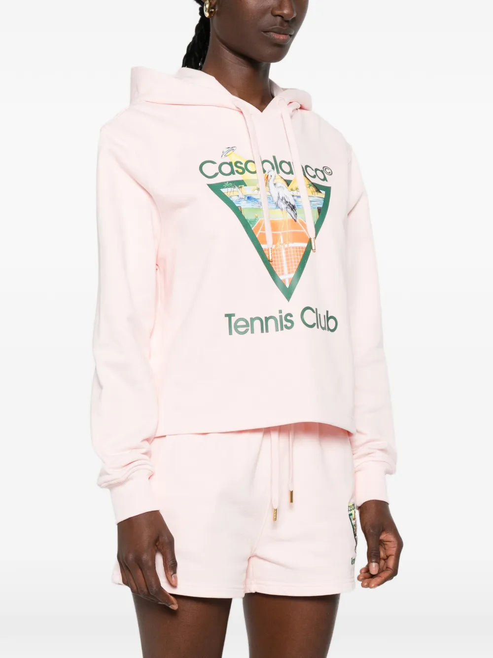 Kurzer Kapuzenpullover mit Tennis Club Triangle-Grafikprint