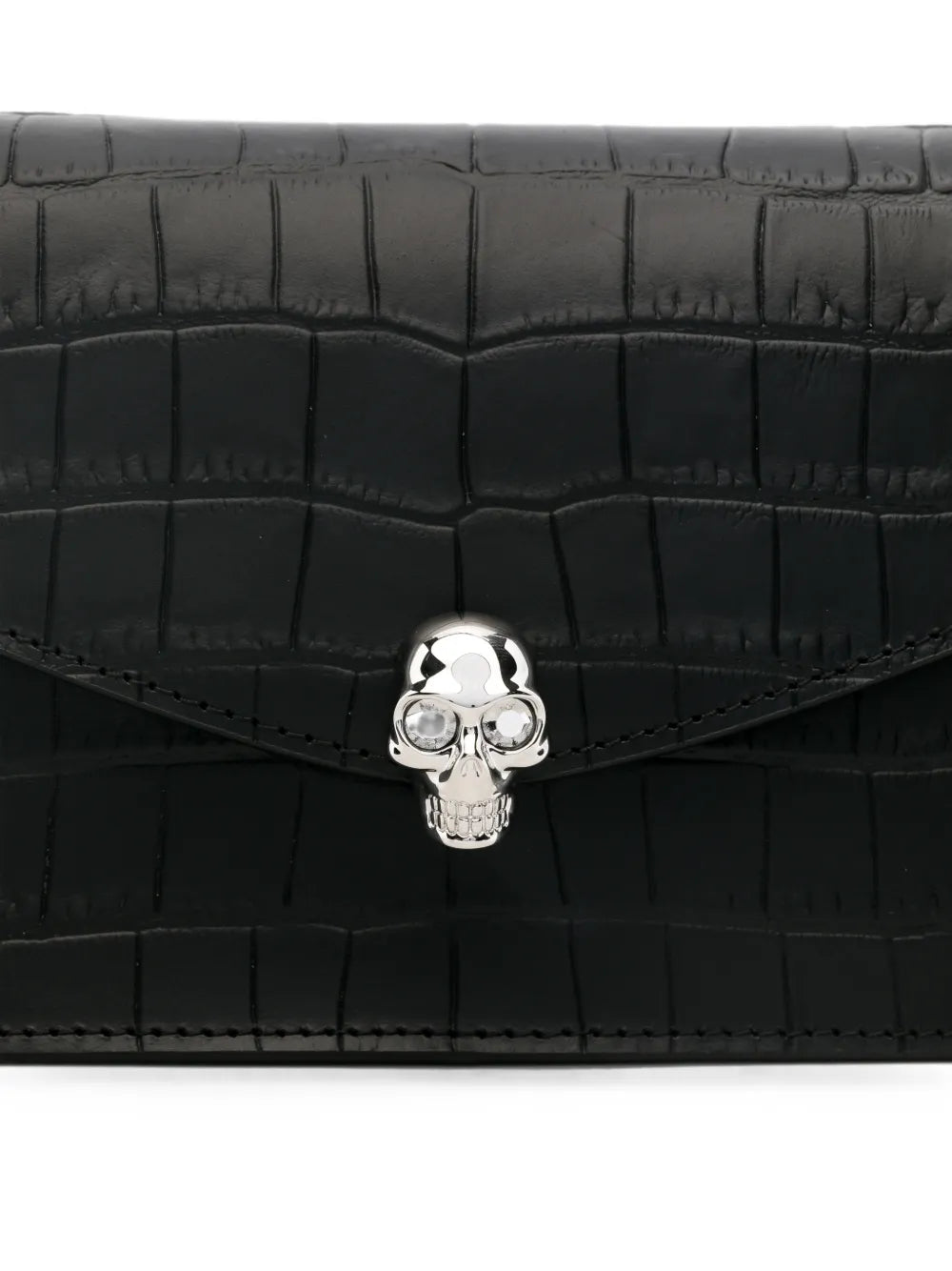 Kleine Skull Schultertasche mit Kroko-Effekt