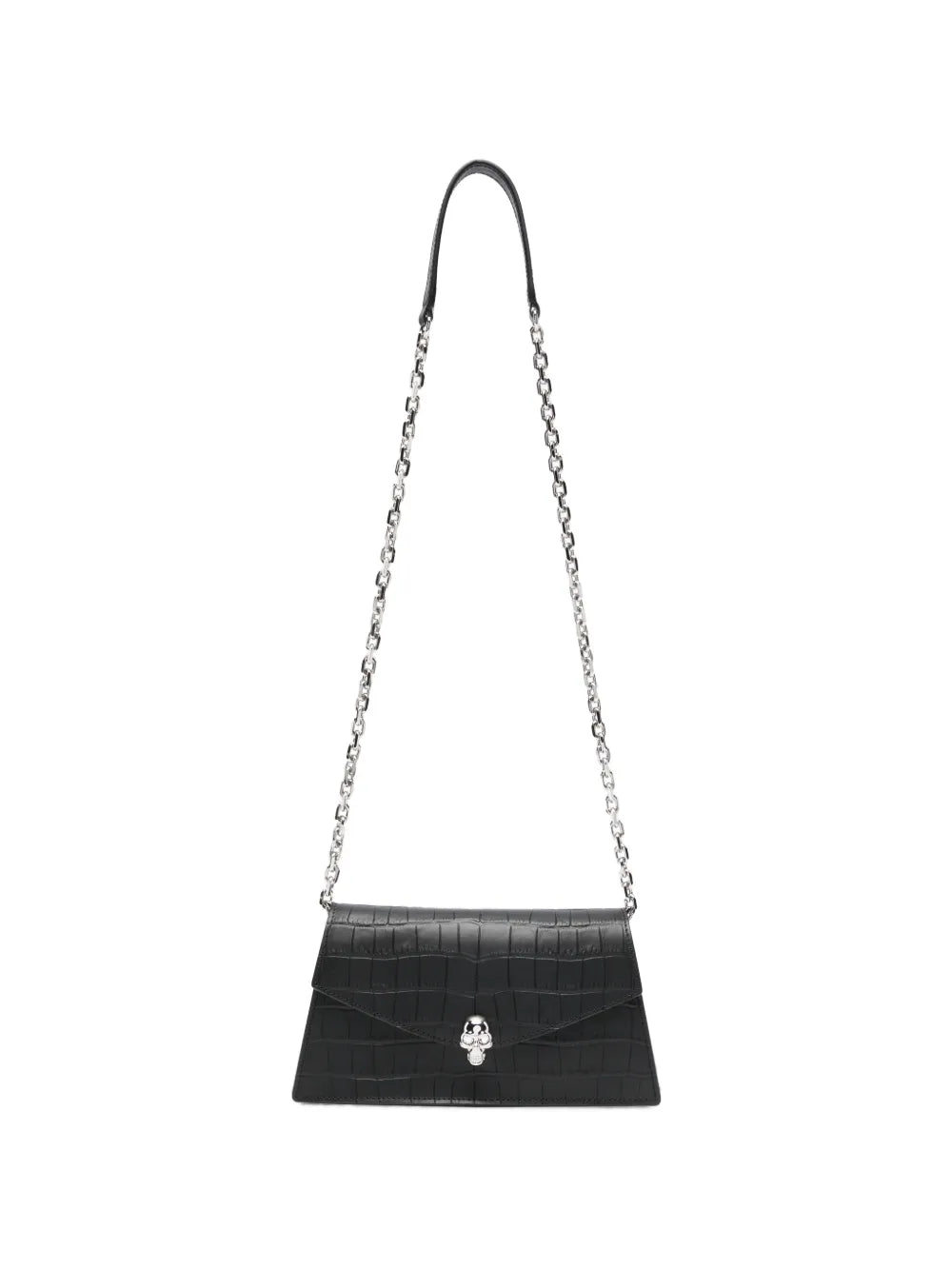 Kleine Skull Schultertasche mit Kroko-Effekt