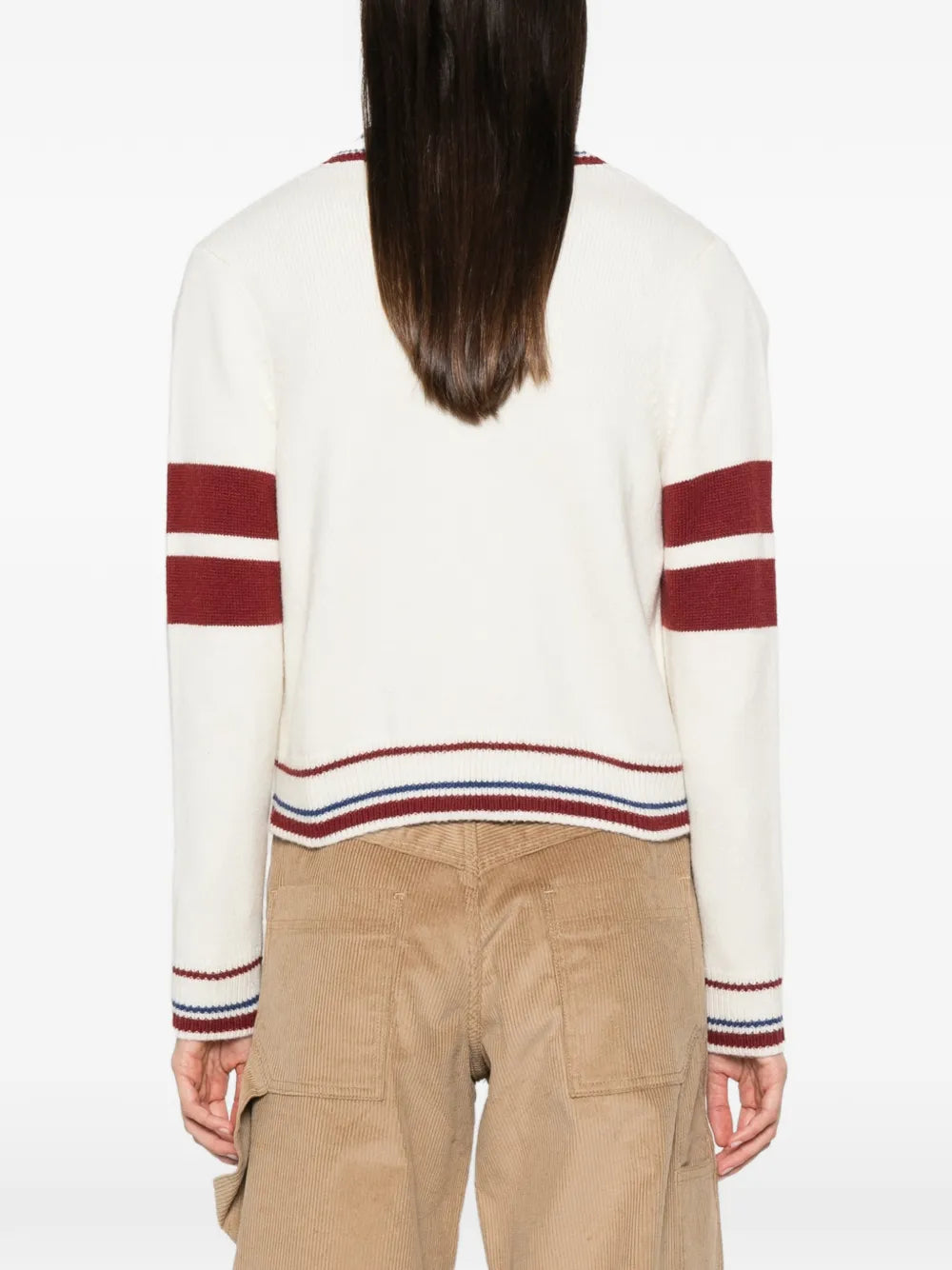 kurzer Cardigan mit gestreifter Borte