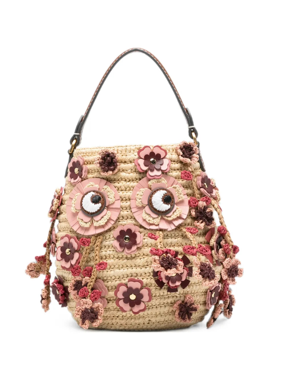 Shoulder bag with floral decorations