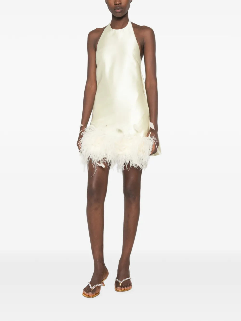 Minikleid mit Federbesatz