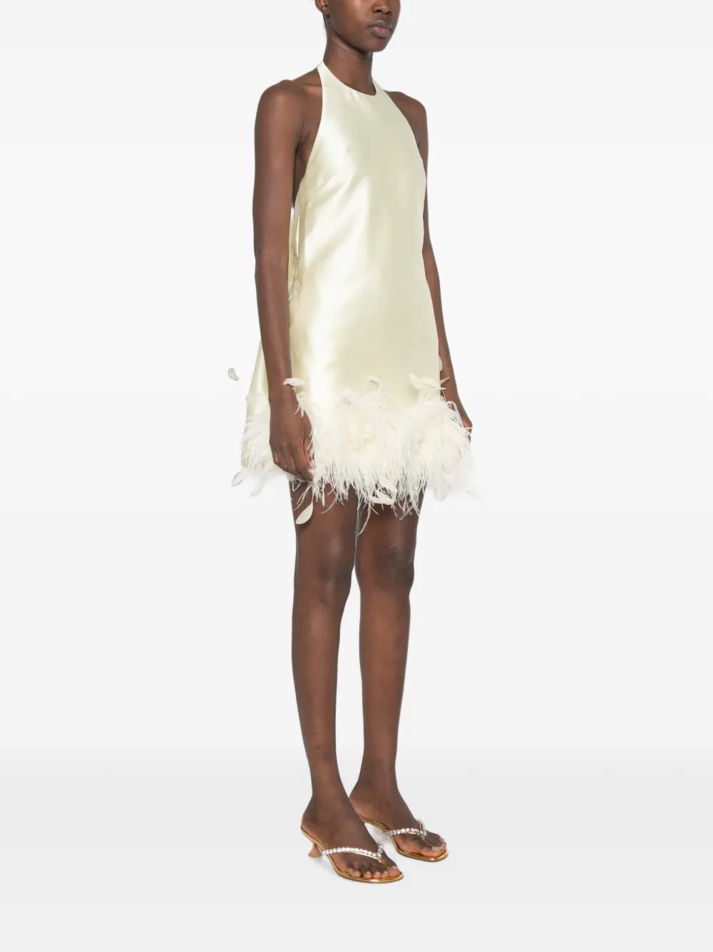 Minikleid mit Federbesatz
