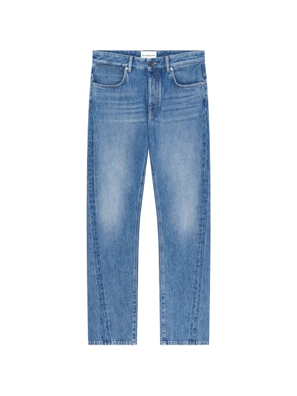 Ausgeblichene Couture Seam Straight-Fit-Jeans