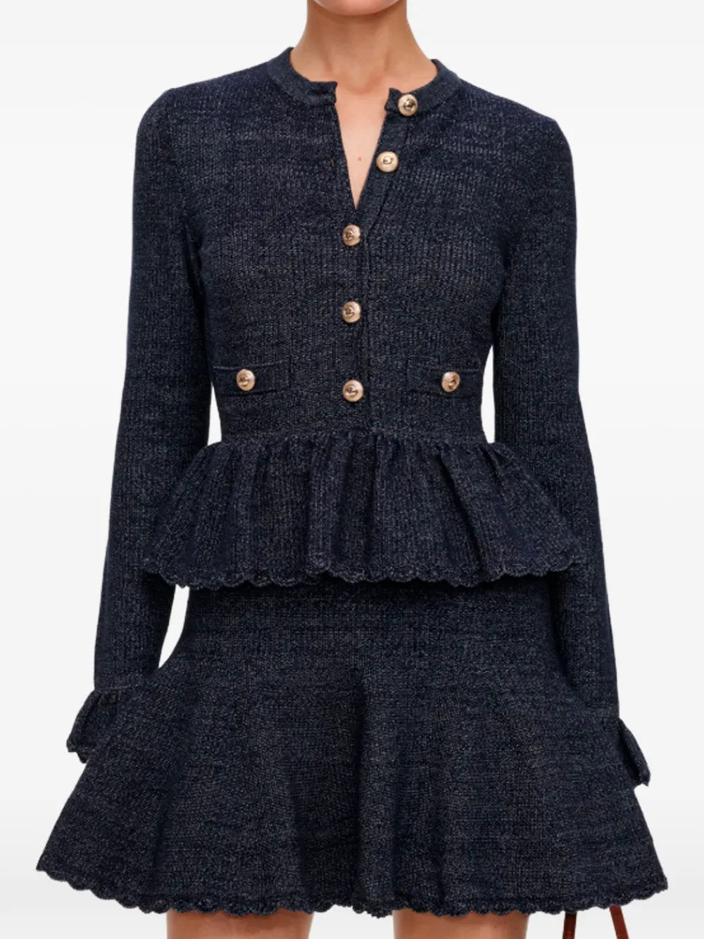 Kleid mit Schößchensaum und gerüschten Ärmelbündchen