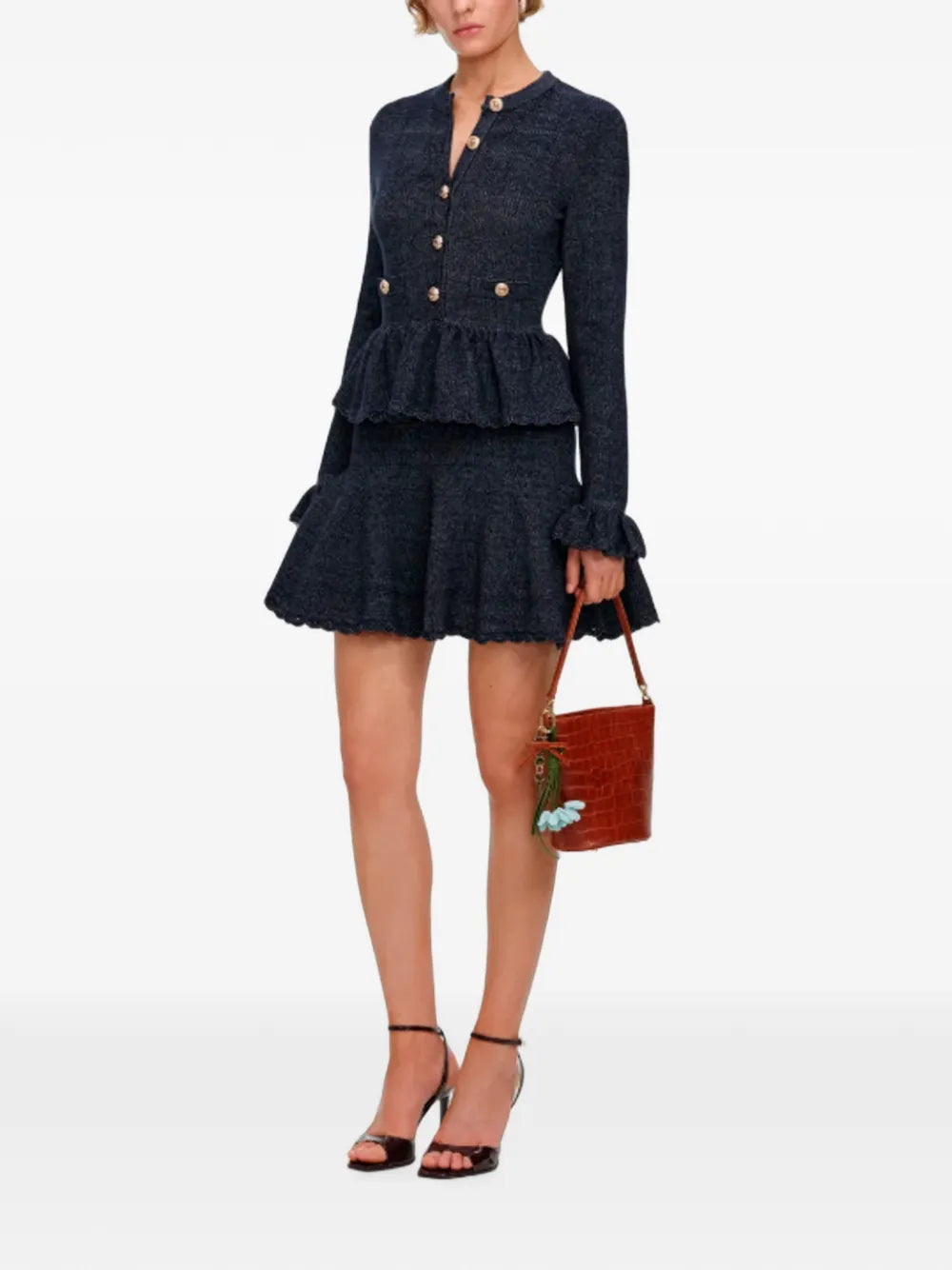 Kleid mit Schößchensaum und gerüschten Ärmelbündchen
