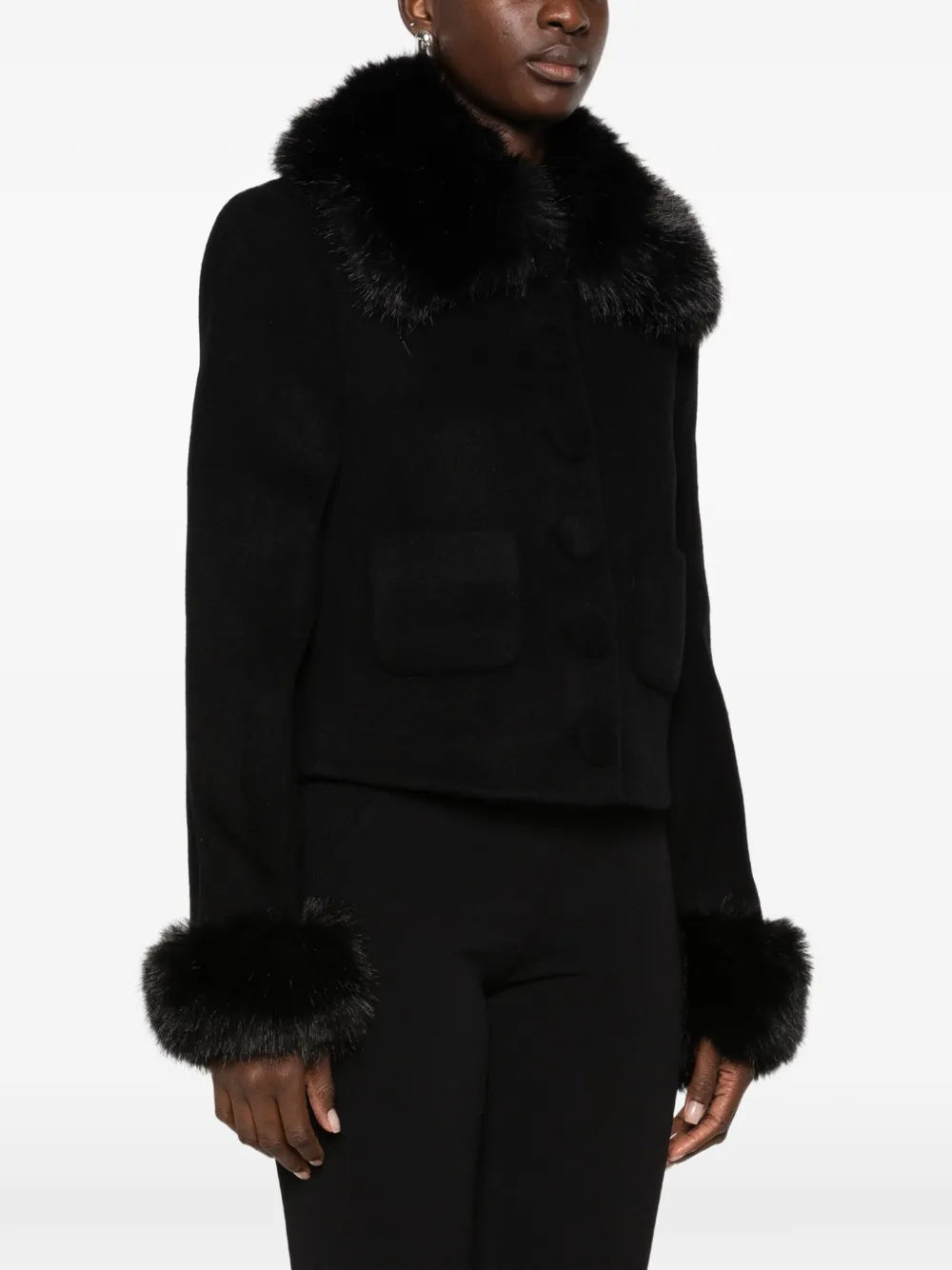 Wolljacke mit Kunstfellbesatz