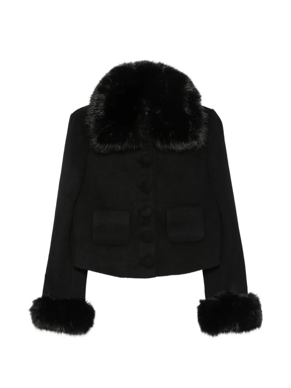 Wolljacke mit Kunstfellbesatz