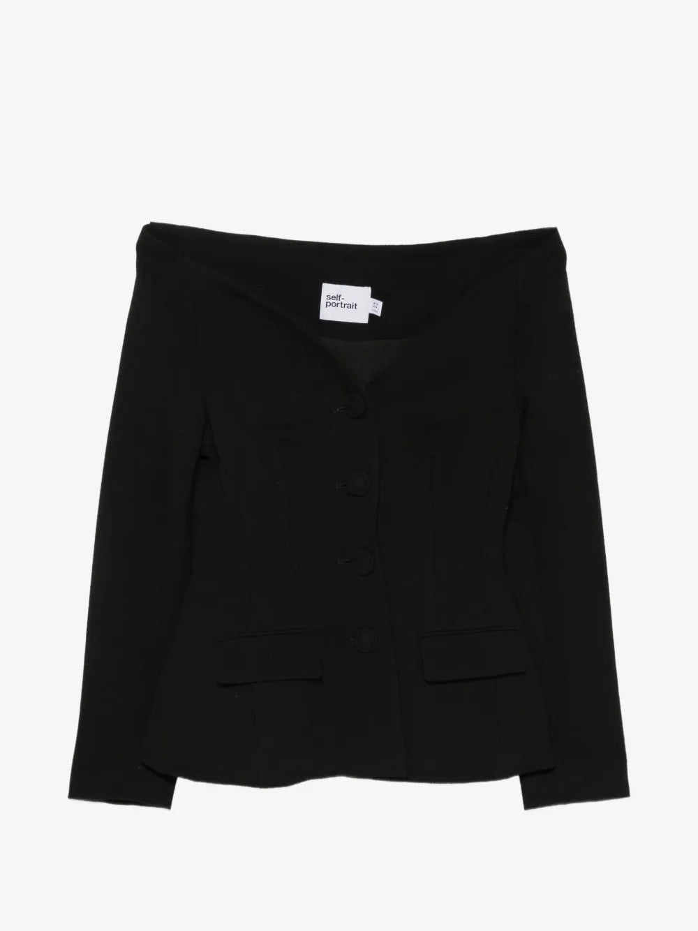 Schulterfreie Damen Wolljacke mit Knöpfen