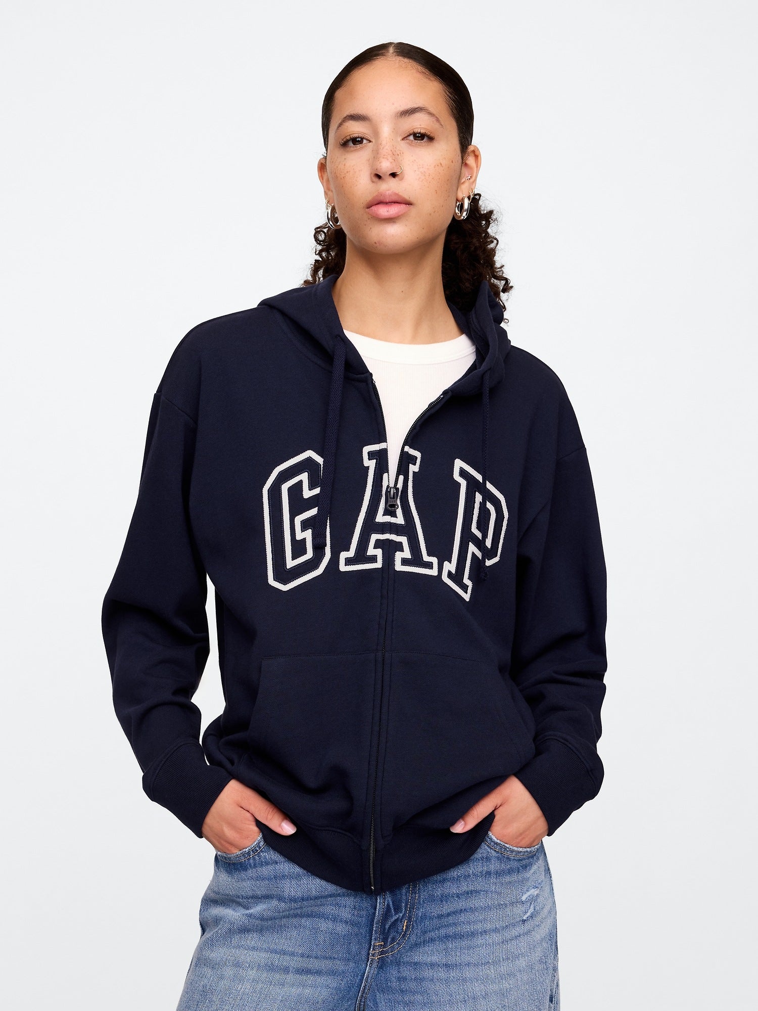 Kapuzensweatjacke mit Logo