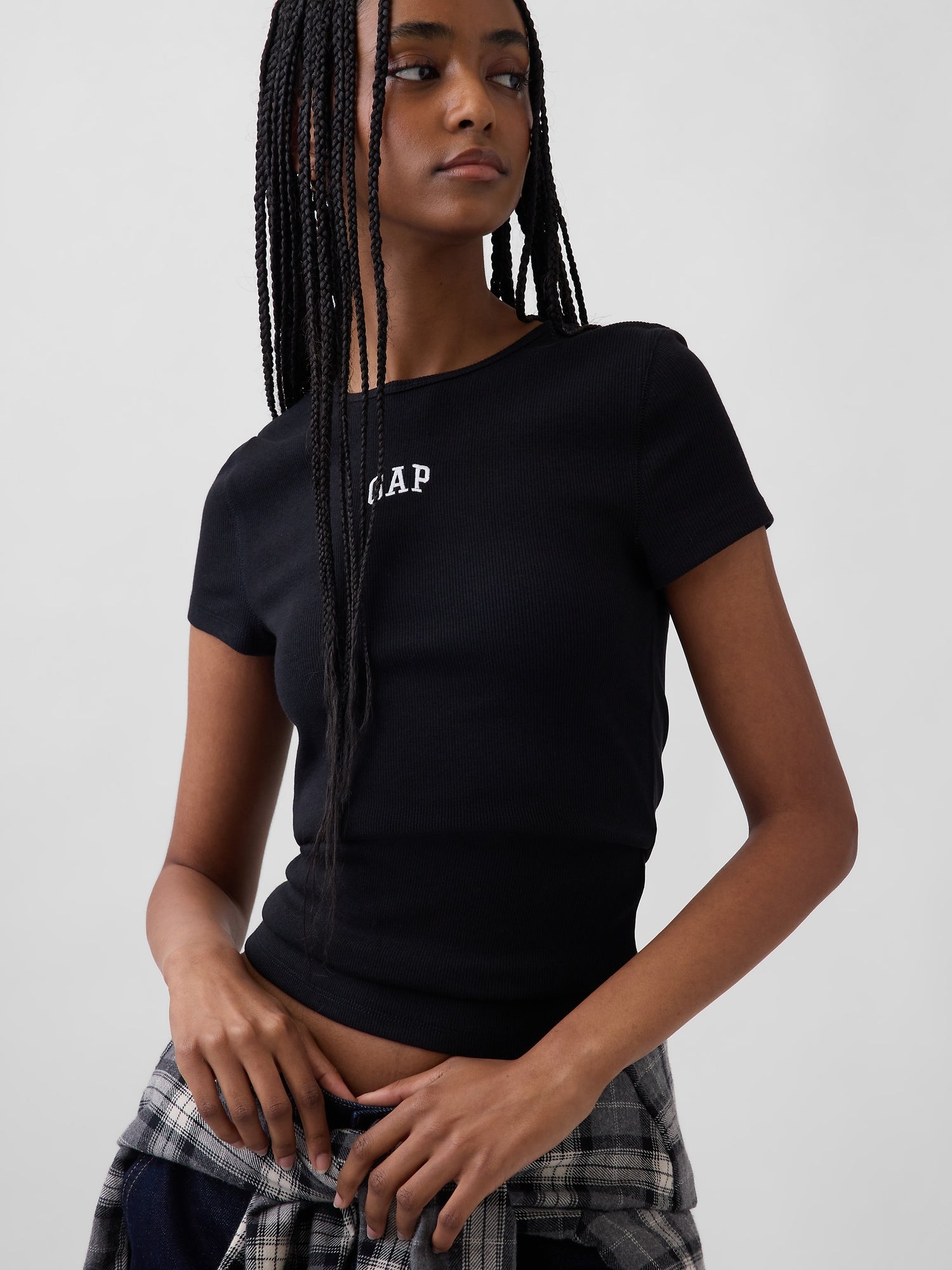 Geripptes T-Shirt mit Logo
