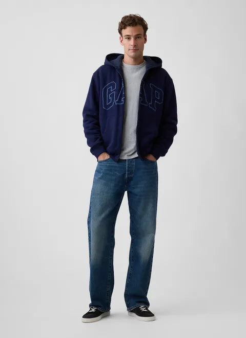 gefütterte Herren Kapuzenjacke mit Logo